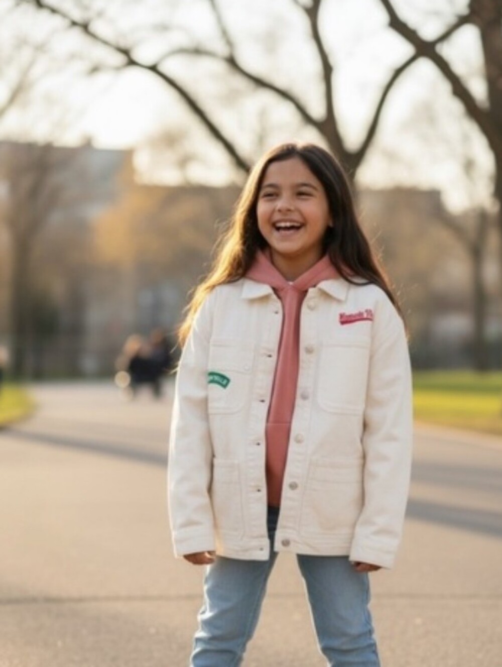 Zara Kids Utility Jacket Size 9-10 (140 cm) Cream Patch Pocket Button Front